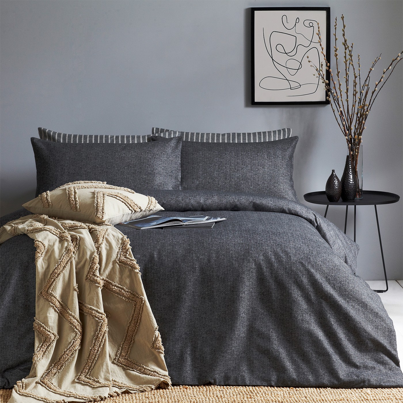 Herringbone King Duvet Cover Set Mulberry Lane